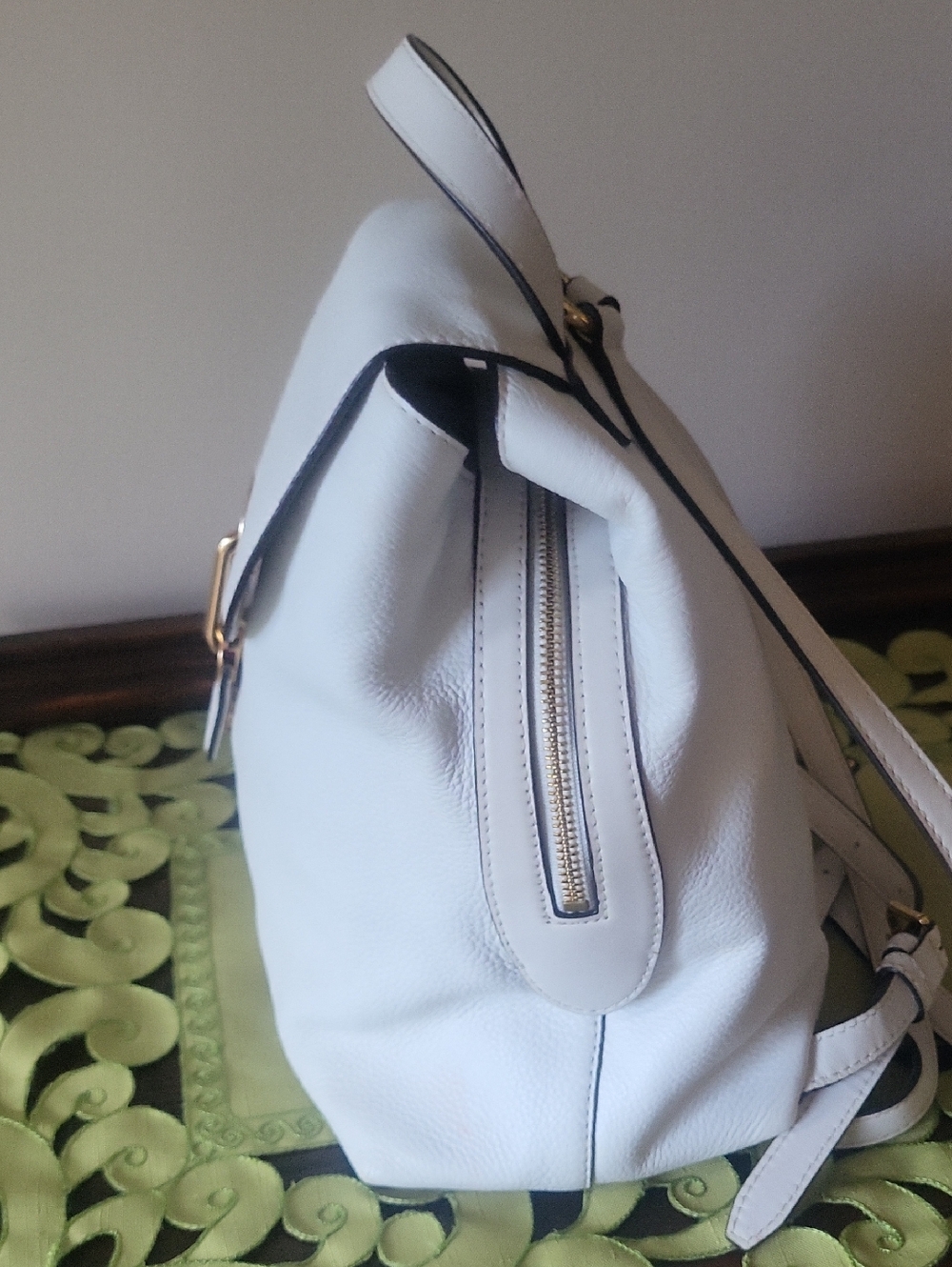 Michael Kors White Pebble Leather Backpack Purse - Picture 3 of 10